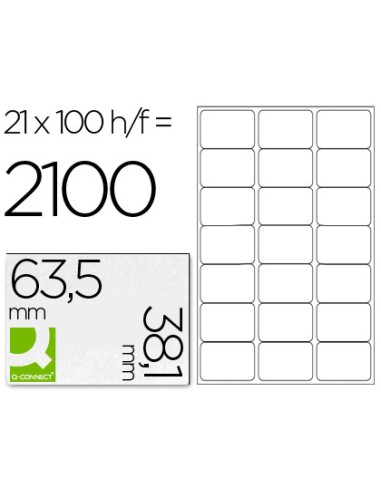 Etiqueta adhesiva q connect kf01587 tamano 635x381 mm fotocopiadora laser ink jet caja con 100 hojas din a4