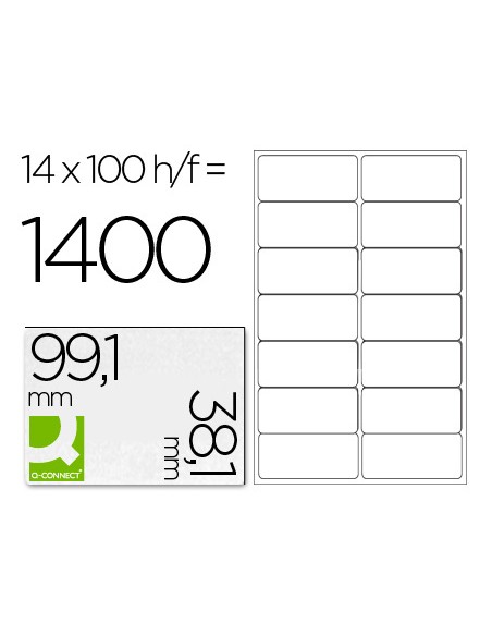 Etiqueta adhesiva q connect kf01585 tamano 991x381 mm fotocopiadora laser ink jet caja con 100 hojas din a4