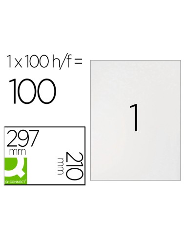 Etiqueta adhesiva q connect kf10664 tamano 210x297 mm fotocopiadora laser ink jet caja con 100 hojas din a4