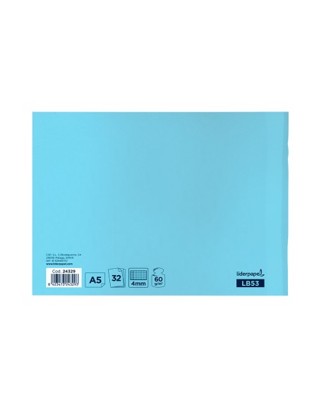 Libreta liderpapel smart a5 apaisado 32h 60g m2 cuadro 4mmcon margen