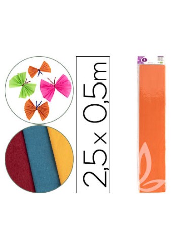 Papel crespon liderpapel 50 cm x 25m 34g m2 naranja claro