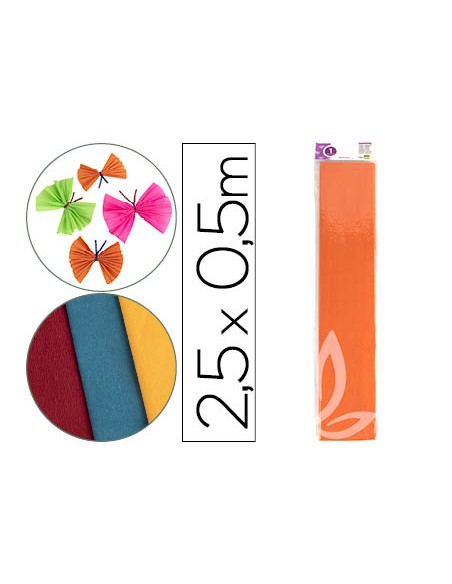 Papel crespon liderpapel 50 cm x 25m 34g m2 naranja claro