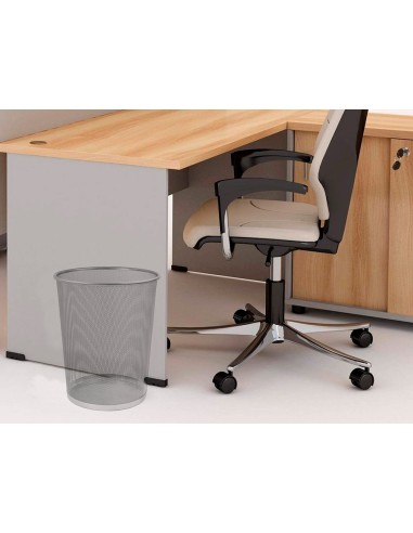 Papelera metalica q connect rejilla plata 265x285 mm