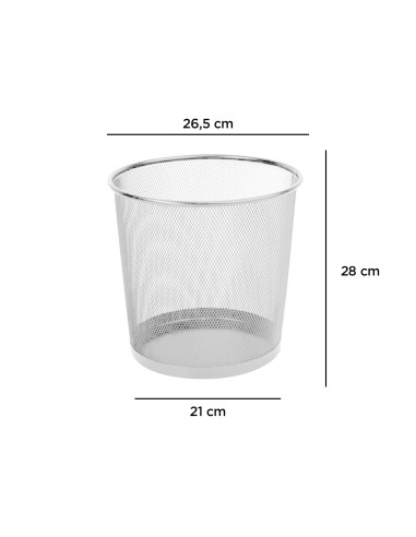 Papelera metalica q connect rejilla plata 265x285 mm