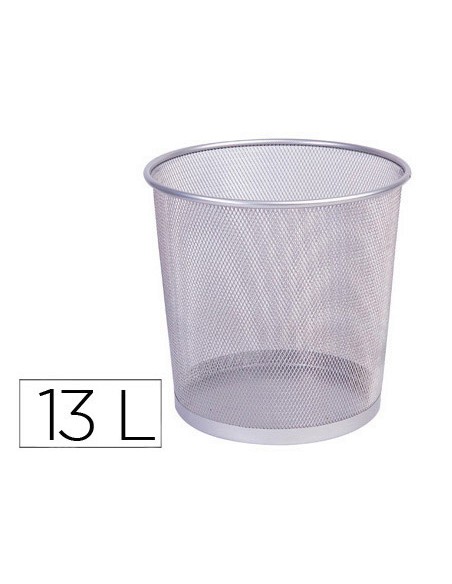 Papelera metalica q connect rejilla plata 265x285 mm