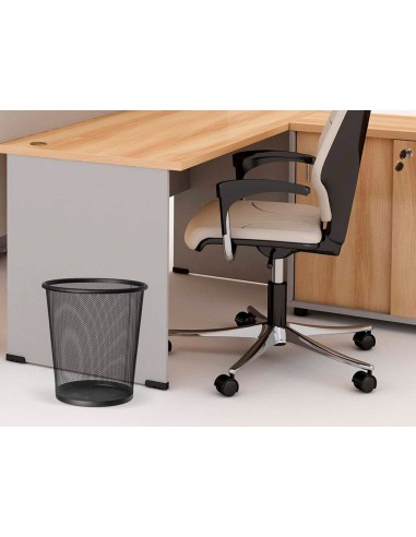 Papelera metalica q connect rejilla negra 265x285 mm