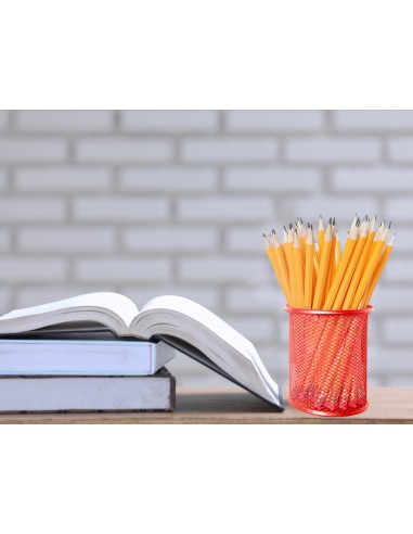 Cubilete portalapices q connect rojo metal redondo rejilla diametro 86 mm alto 105 mm