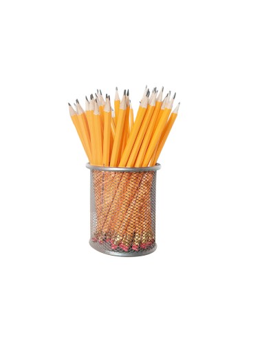 Cubilete portalapices q connect plata metal redondo rejilla diametro 86 mm alto 105 mm