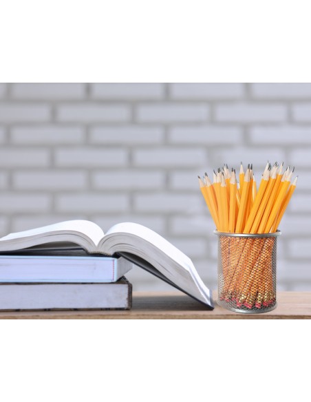 Cubilete portalapices q connect plata metal redondo rejilla diametro 86 mm alto 105 mm