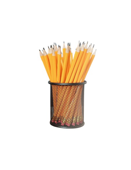 Cubilete portalapices q connect negro metal redondo rejilla diametro 86 mm alto 105 mm