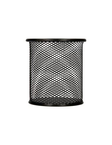 Cubilete portalapices q connect negro metal redondo rejilla diametro 86 mm alto 105 mm