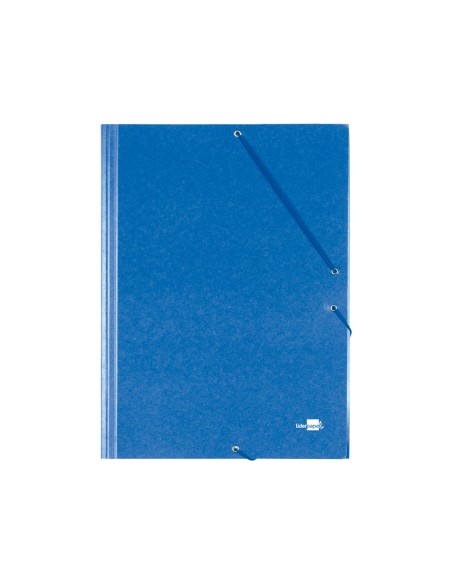 Carpeta liderpapel gomas folio 3 solapas carton prespan azul