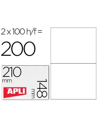 Etiqueta adhesiva apli 1264 tamano 210x148 mm fotocopiadora laser ink jet caja con 100 hojas din a4