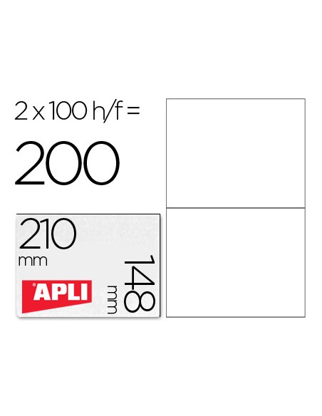 Etiqueta adhesiva apli 1264 tamano 210x148 mm fotocopiadora laser ink jet caja con 100 hojas din a4