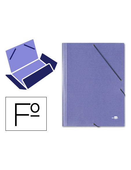 Carpeta liderpapel gomas folio 3 solapas carton simil prespan azul