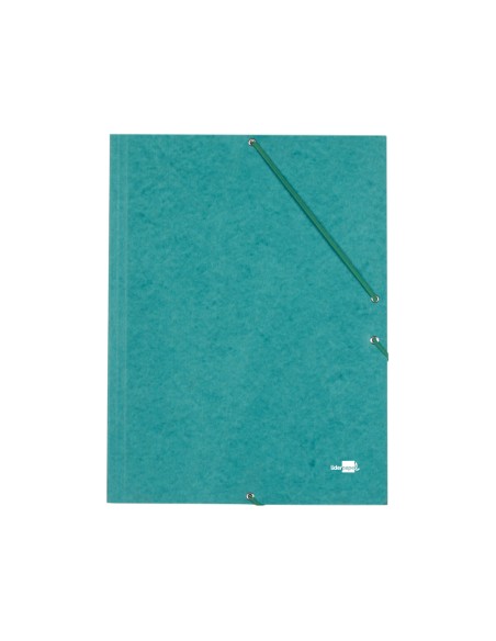 Carpeta liderpapel gomas folio 3 solapas carton simil prespan verde