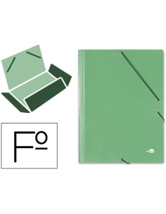 Carpeta liderpapel gomas folio 3 solapas carton simil prespan verde
