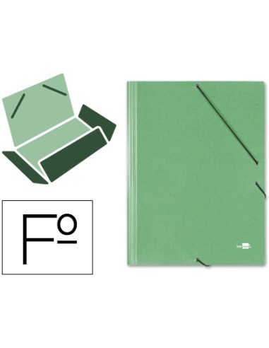 Carpeta liderpapel gomas folio 3 solapas carton simil prespan verde