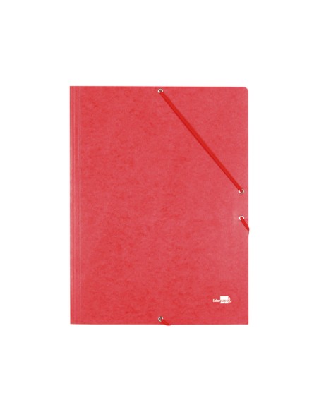 Carpeta liderpapel gomas folio 3 solapas carton simil prespan roja