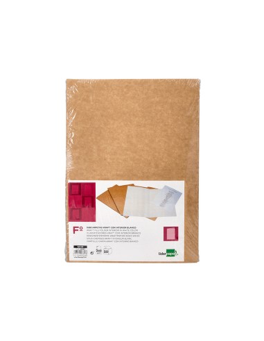 Subcarpeta liderpapel folio kraft interior blanco 240g m2