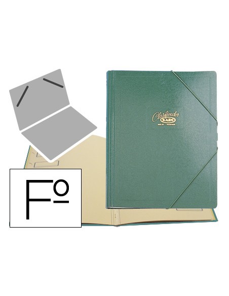 Carpeta clasificador carton compacto saro folio verde 12 departamentos