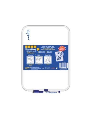 Pizarra blanca clipper pequena 18x26 cm con rotulador