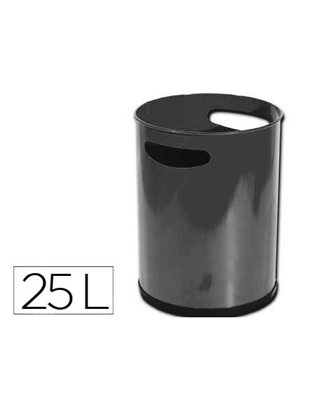 Papelera metalica con asas 111 negra 30x25 cm