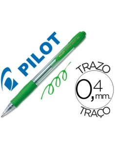 Boligrafo pilot super grip verde retractil sujecion de caucho tinta base de aceite