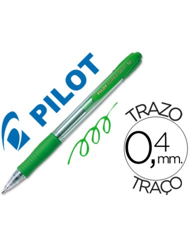 Boligrafo pilot super grip verde retractil sujecion de caucho tinta base de aceite