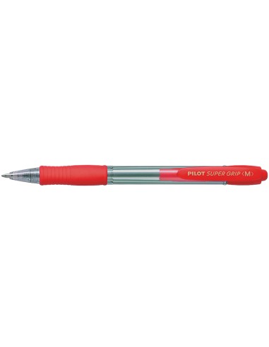 Boligrafo pilot super grip rojo retractil sujecion de caucho tinta base de aceite