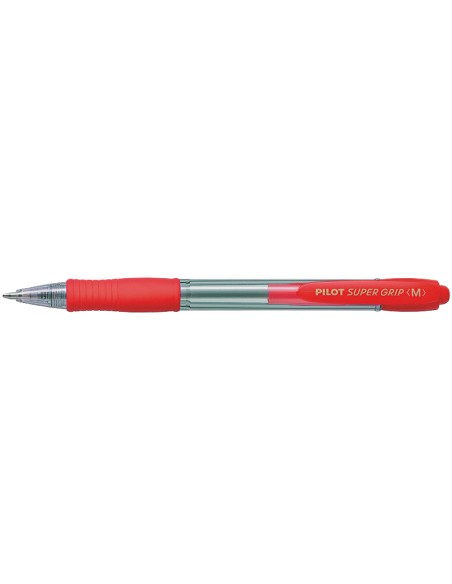 Boligrafo pilot super grip rojo retractil sujecion de caucho tinta base de aceite