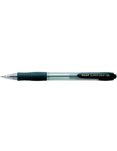 Boligrafo pilot super grip negro retractil sujecion de caucho tinta base de aceite