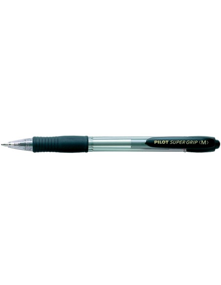Boligrafo pilot super grip negro retractil sujecion de caucho tinta base de aceite