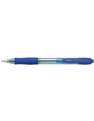 Boligrafo pilot super grip azul retractil sujecion de caucho tinta base de aceite
