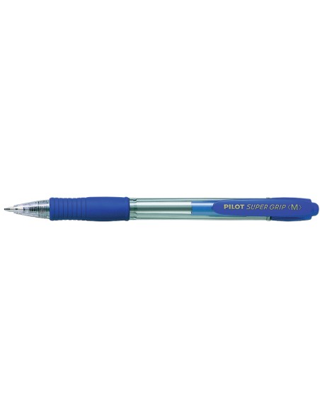 Boligrafo pilot super grip azul retractil sujecion de caucho tinta base de aceite