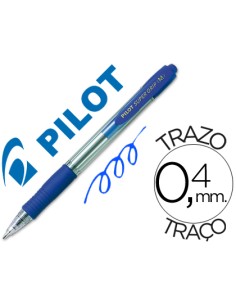 Boligrafo pilot super grip azul retractil sujecion de caucho tinta base de aceite