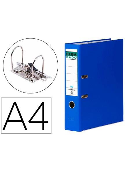 Archivador de palanca elba carton forrado din a4 azul lomo de 80 mm rado chic