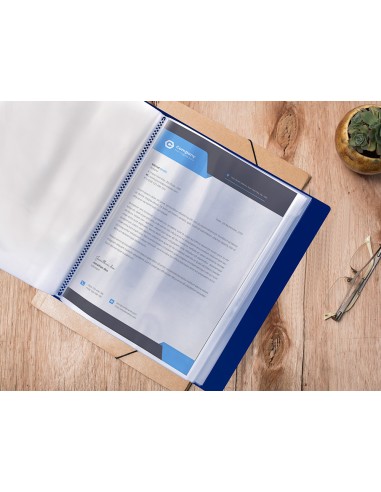 Carpeta liderpapel personaliza 37732 40 fundas canguro polipropileno din a4 azul portada y lomo personalizable