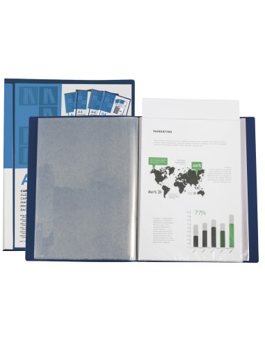Carpeta liderpapel personaliza 37732 40 fundas canguro polipropileno din a4 azul portada y lomo personalizable