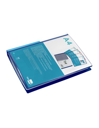 Carpeta liderpapel personaliza 37732 40 fundas canguro polipropileno din a4 azul portada y lomo personalizable