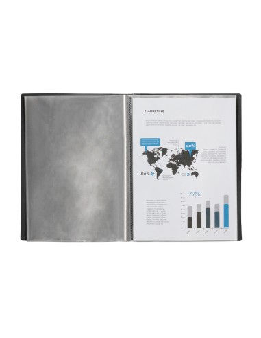 Carpeta liderpapel escaparate 37935 40 fundas polipropileno din a4 negro opaco