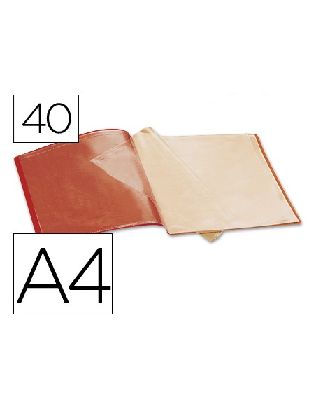 Carpeta liderpapel escaparate 37930 40 fundas polipropileno din a4 roja