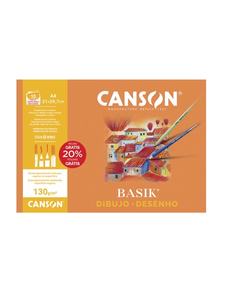 Papel dibujo basik din a4 sin recuadro 130 gramos minipack de 10 hojas
