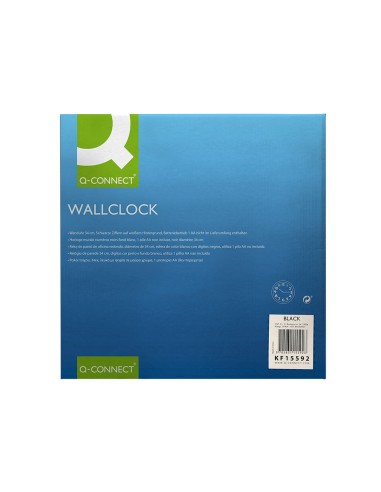 Reloj q connect de pared plastico oficina redondo 34 cm marco negro