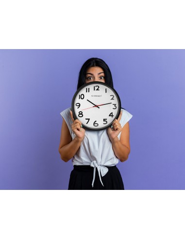 Reloj q connect de pared plastico oficina redondo 34 cm marco negro