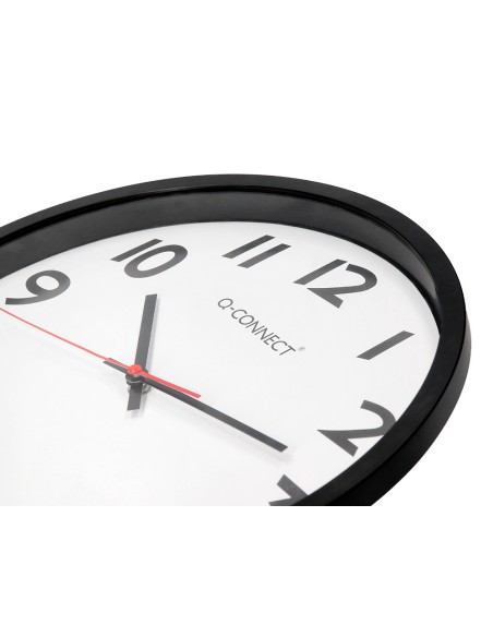 Reloj q connect de pared plastico oficina redondo 34 cm marco negro