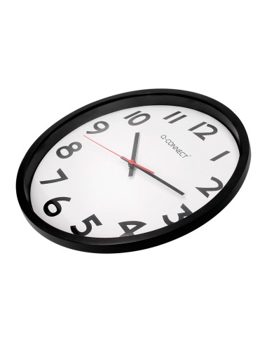Reloj q connect de pared plastico oficina redondo 34 cm marco negro
