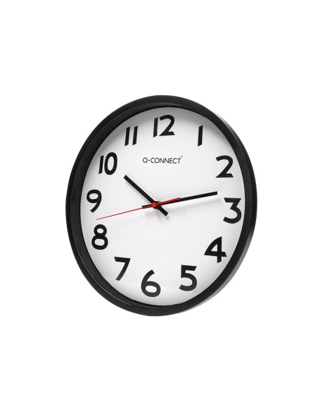 Reloj q connect de pared plastico oficina redondo 34 cm marco negro