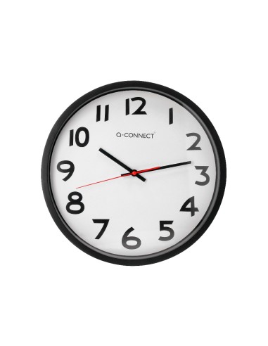 Reloj q connect de pared plastico oficina redondo 34 cm marco negro