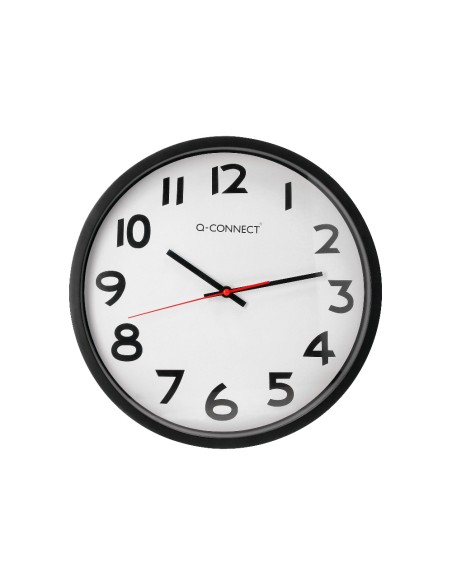Reloj q connect de pared plastico oficina redondo 34 cm marco negro